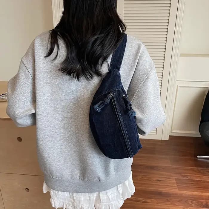 Sac bandoulière rétro en jean pour femme