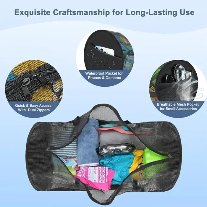 Sac de voyage en maille pliable de grande capacité