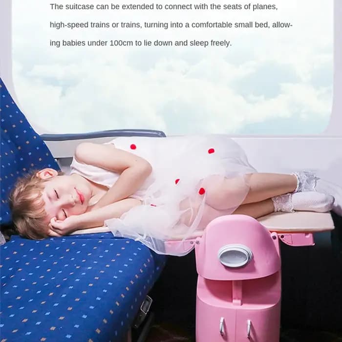 Valise à roulettes multifonctionnelle pour enfants, bagages de dessin animé pour enfants, valise à roulettes de voyage d'embarquement, 20 po, peut s'asseoir ou monté