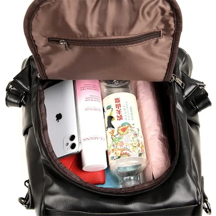 Sac à dos en cuir antivol pour femme