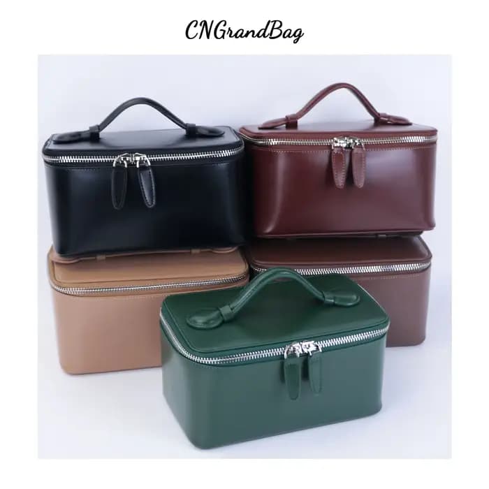 Sac à cosmétiques à main en cuir lisse de grande capacité avec nom personnalisé gratuit