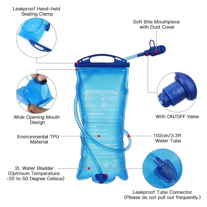 Sac à dos d'hydratation avec vessie d'eau de 2L