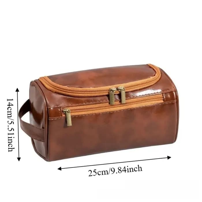 Trousse de Toilette de Voyage en Cuir PU Grande Capacité Imperméable Suspendable Organisateur Multi-couches pour Cosmétiques et Maquillage Extérieur