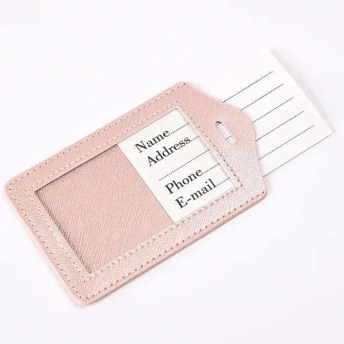 Saffiano-Ensemble d'étiquette de bagage en cuir PU