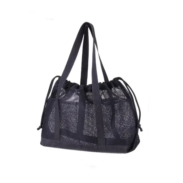 Sac de plage pliable en maille avec cordon de serrage