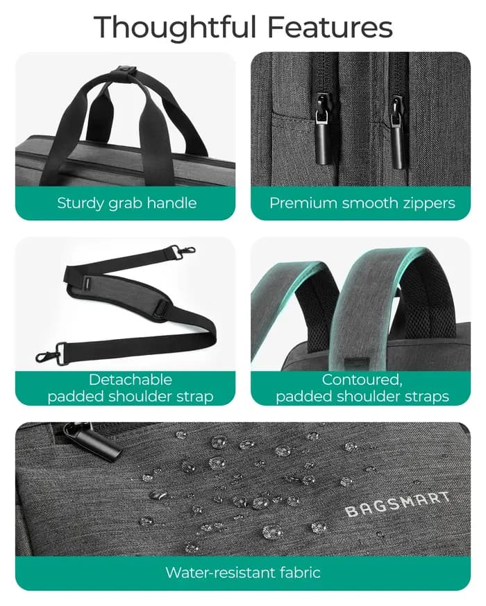 BAGSMART-Sac pour ordinateur portable 3 en 1 pour homme, sac à dos hydrofuge, étui pour bombes infor