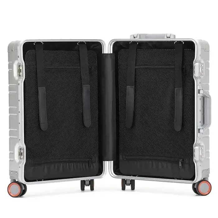 Valise de voyage tout en alliage d'aluminium-magnésium, bagage d'affaires à roulettes sur roulettes,