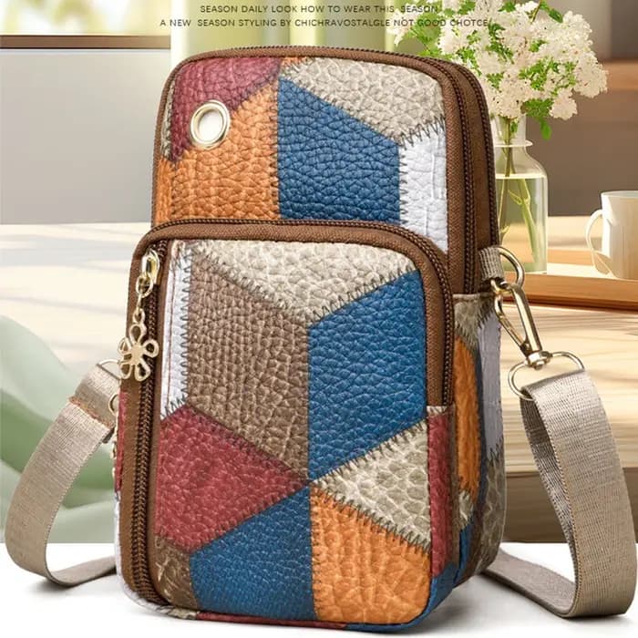 Sac à bandoulière Patchwork à motif de diamant pour femmes