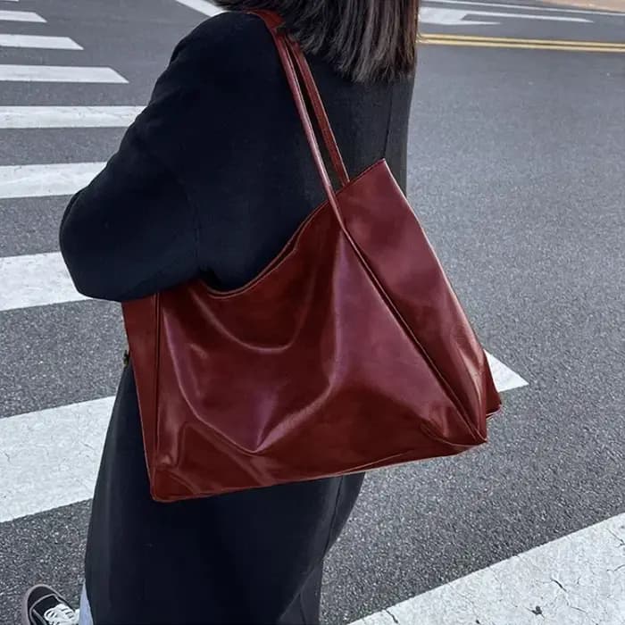 Sac fourre-tout en cuir PU souple pour femme