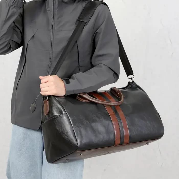 Sac de voyage de luxe en cuir pour homme, grande capacité, avec compartiment à chaussures, sac à ban
