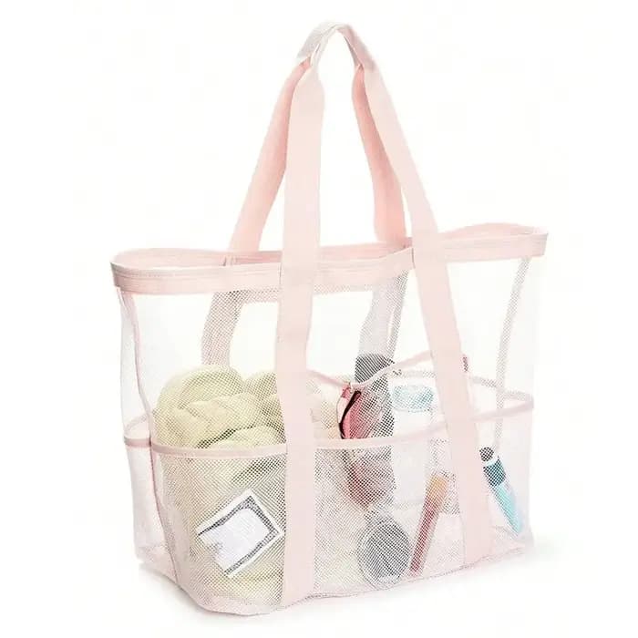Sac fourre-tout de douche en maille respirante, grande capacité, collecteur de jouets de sable pliab