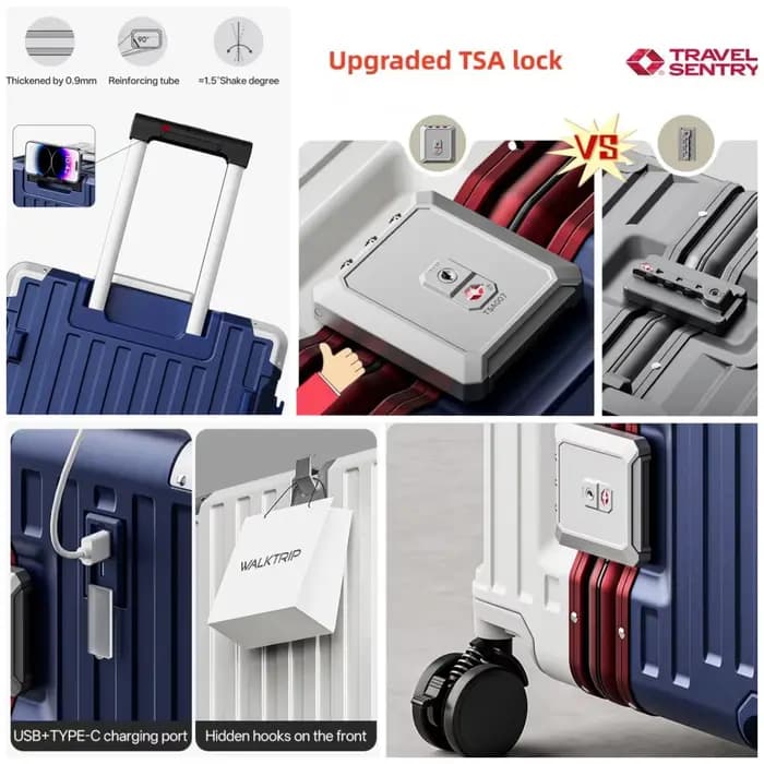 Valise de voyage de luxe, haute qualité, matériau PC épaissi, bagage à roulettes avec cadre en alumi