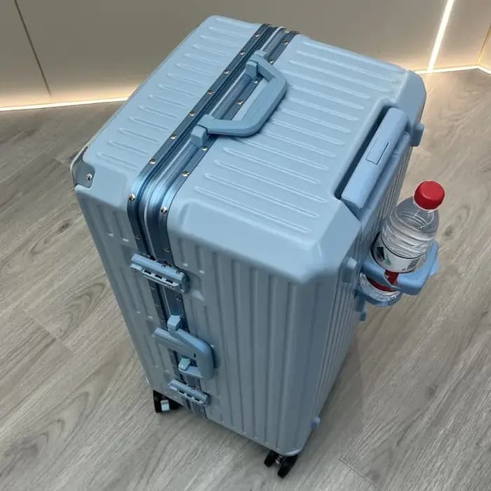 Nouvelle valise cadre en aluminium bagage roulant avec porte-gobelet porte-cabine matériau PC