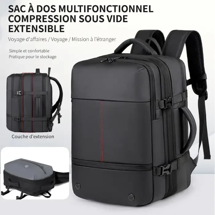 Sac à dos pour homme avec compression sous vide extensible