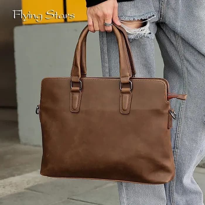 Sac à main d'affaires vintage en cuir PU pour homme