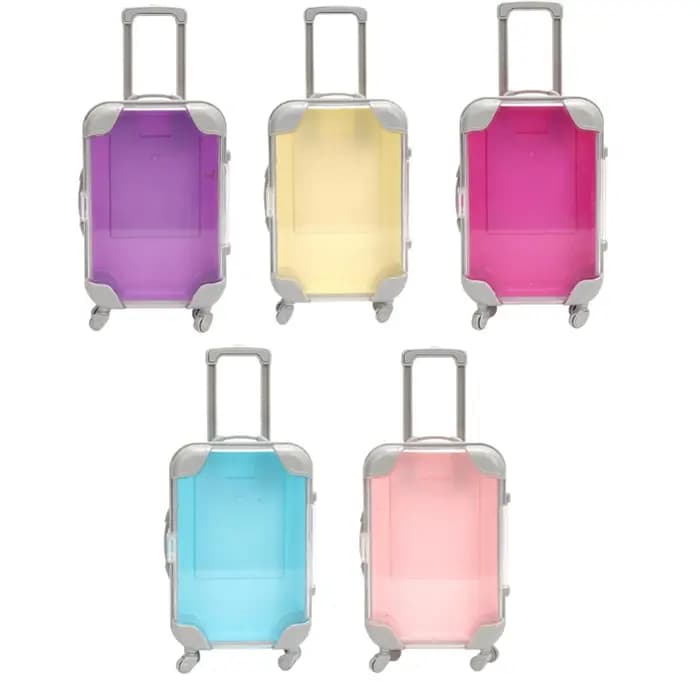 Mini valise transparente avec roues rotatives et poignée