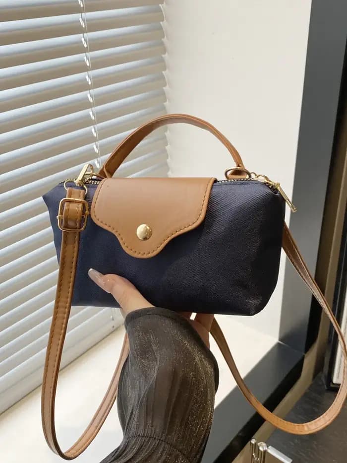 Sac à main carré mini rétro en nylon pour femme