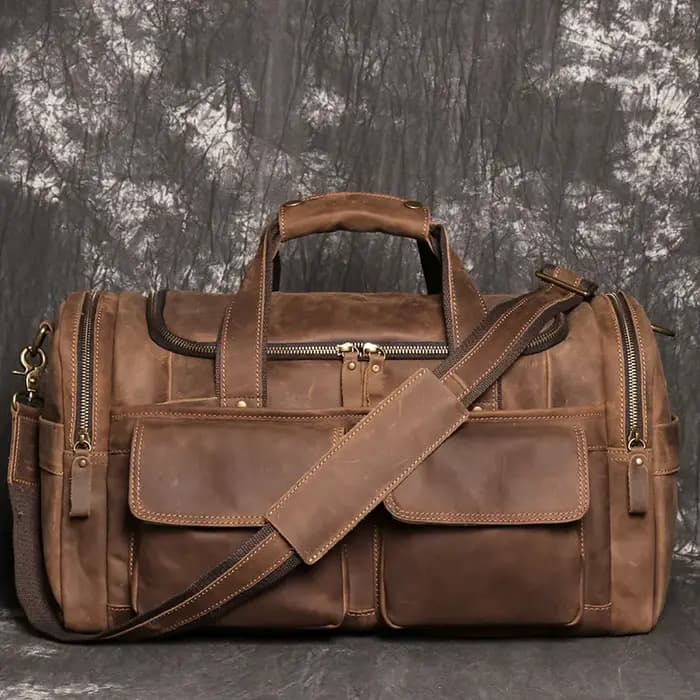 Sac de sport grande taille en cuir véritable pour hommes