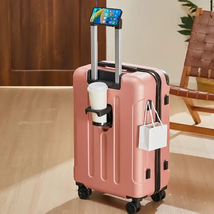 Valise à bagages de 20 à 28 pouces avec roulettes, sac de voyage avec porte-gobelet et support pour