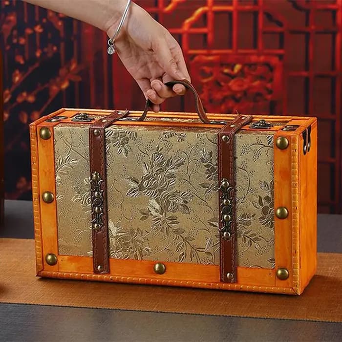 Valise Vintage en bois avec poignée
