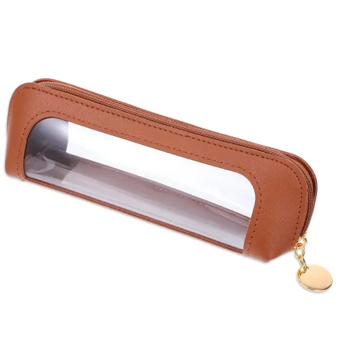 Petite pochette de maquillage transparente, sac de brosse de maquillage en cuir PU, pochette de rangement avec fermeture éclair pour femmes, maison, voyage, bureau, rangement de cosmétiques