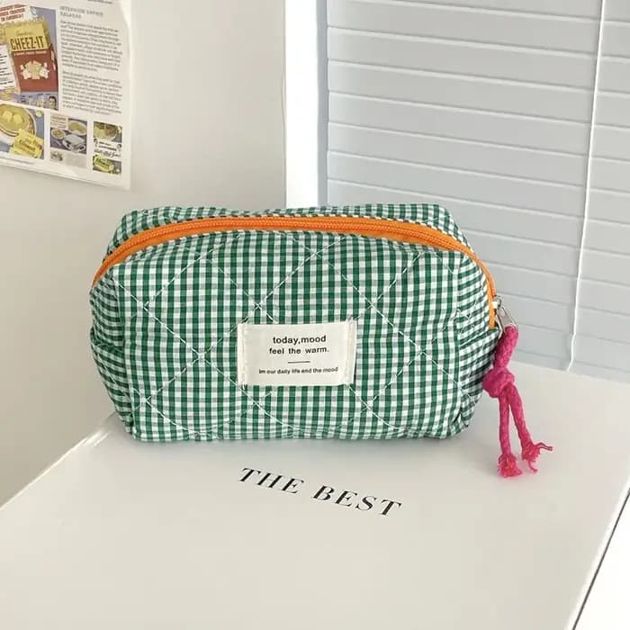 Trousse de Toilette Matelassée à Carreaux pour Filles