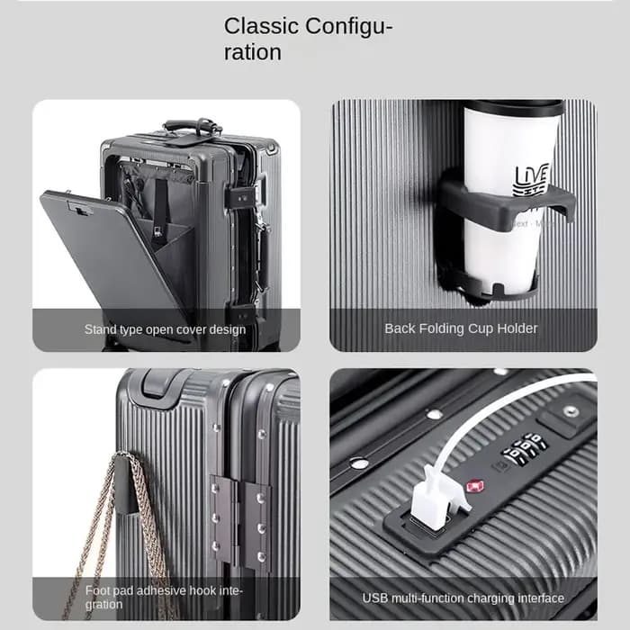 Valise de voyage à roulettes large avec cadre en aluminium