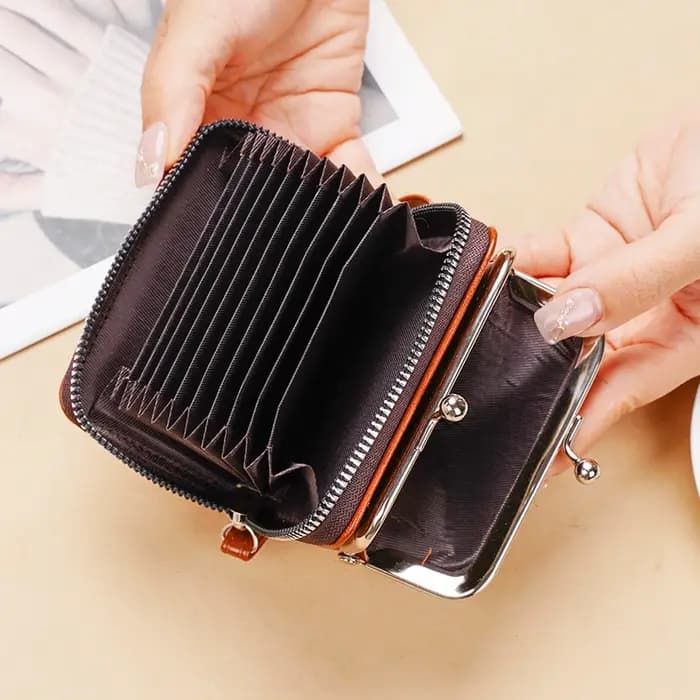 Petit portefeuille compact en cuir PU pour femme