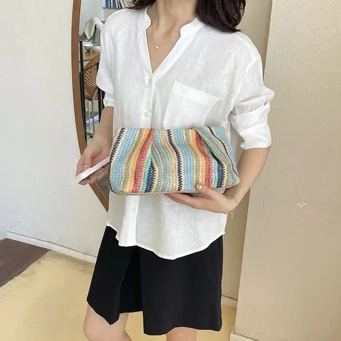 Sac à main en paille tressé à la main pour femme