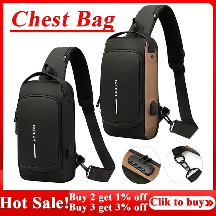 Sac à bandoulière multifonction antivol USB
