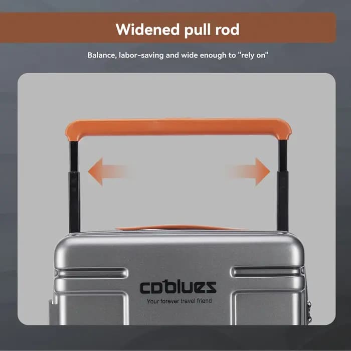 Valise à roulettes grande capacité en PC pur avec poignée large
