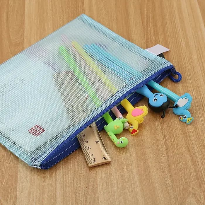 Sac à documents en poudre à fermeture éclair en maille