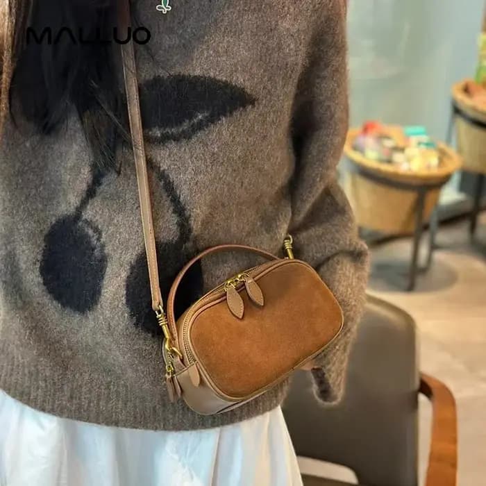 Sac à bandoulière en cuir véritable de vache pour femmes