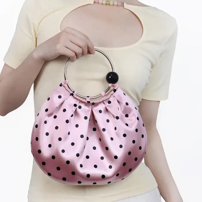 Sac fourre-tout à pois vintage rétro froissé