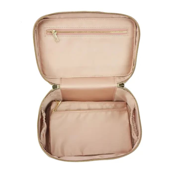 Trousse de toilette de voyage en croûte de cuir Saffiano pour femmes
