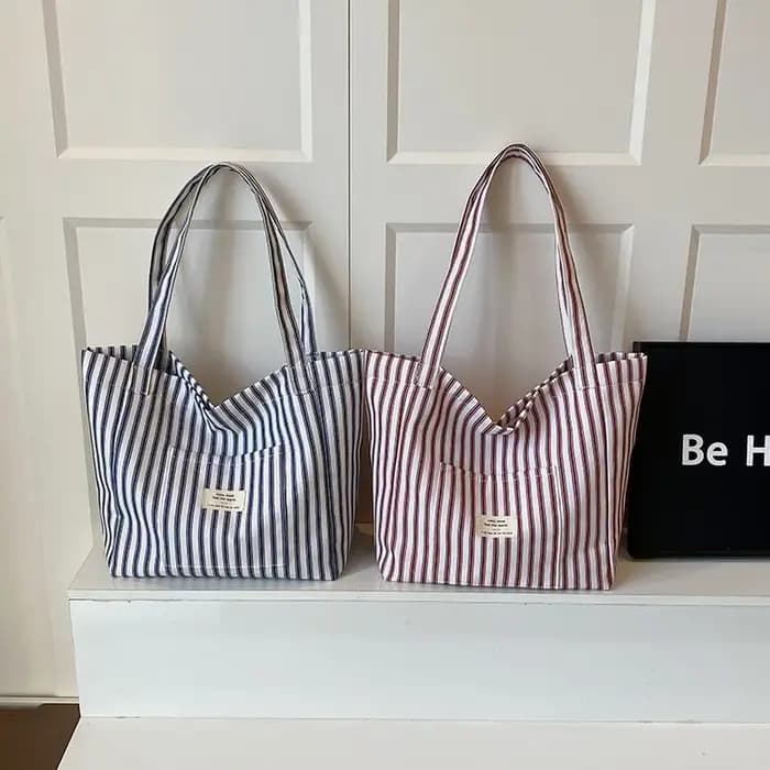 Sac fourre-tout en toile à rayures verticales
