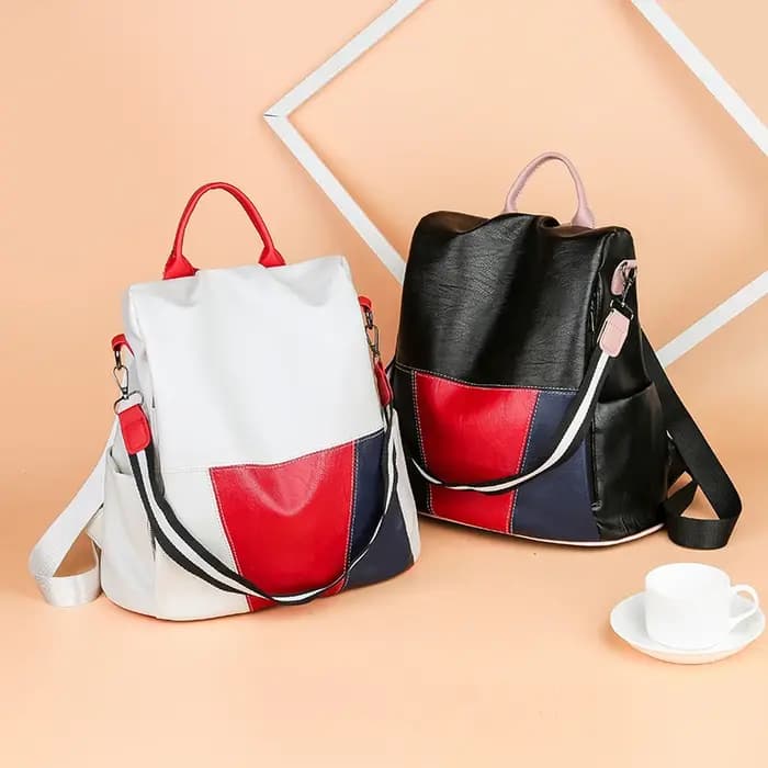 Sac à Dos Multifonctionnel en Cuir Blanc pour Femme