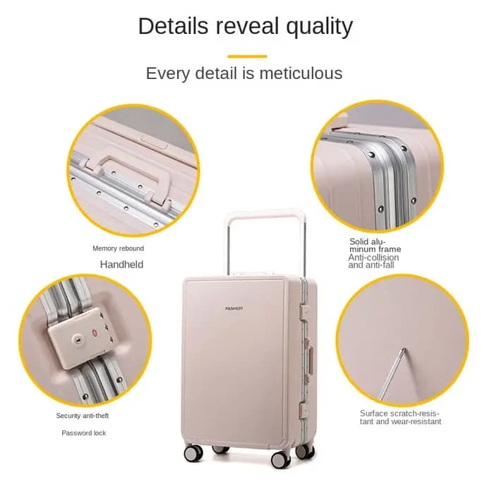 Valise de voyage cadre en aluminium large chariot bagages femme grande capacité muet roue universelle mot de passe boîte bagage à main