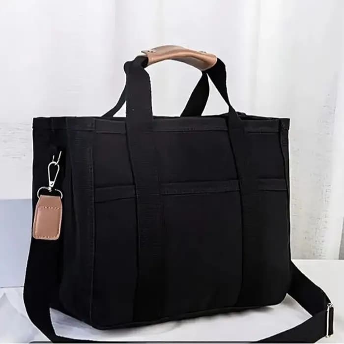 Sac fourre-tout en toile multi-poches tendance