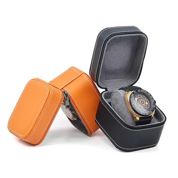 Boîtier de montre unique en cuir, étui de voyage avec coussin amovible, mallette de rangement de bijoux, organisateur, boîte de montre carrée Portable