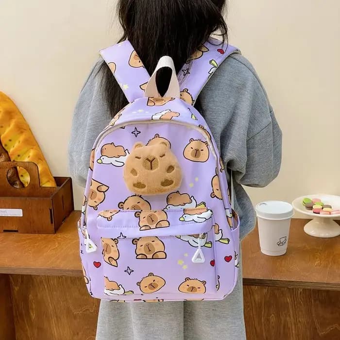Mignon dessin animé Capybara sac à dos en peluche grande capacité sacs d'école modèle Simple livre sac Kawaii GirlSchool sac à dos Mochila Mujer