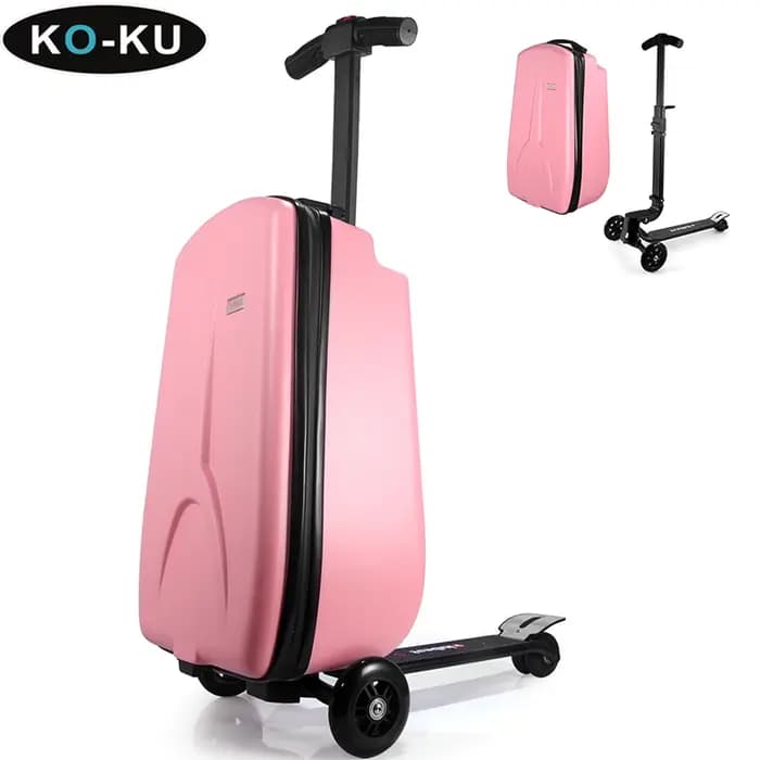 Valise trottinette pliable KO-KU pour enfants de 4 à 15 ans, grande capacité, sur roulettes, valise à roulettes de 18 pouces