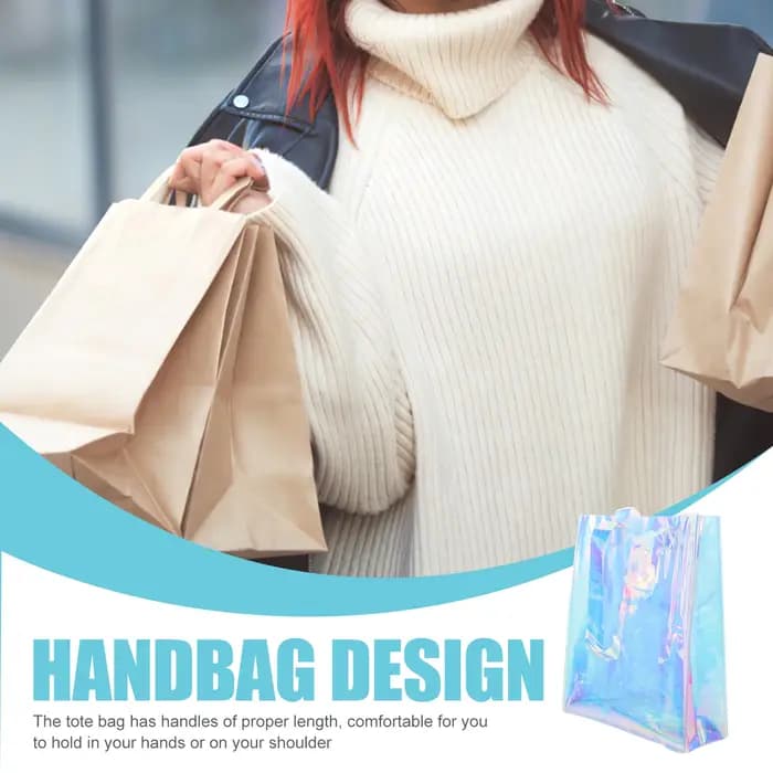 Sac transparent irisé PVC imperméable Shopping épaule sac à main holographique Portable travail plage décontracté