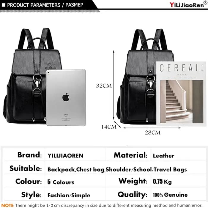 Sac à dos antivol en cuir de grande capacité pour femme