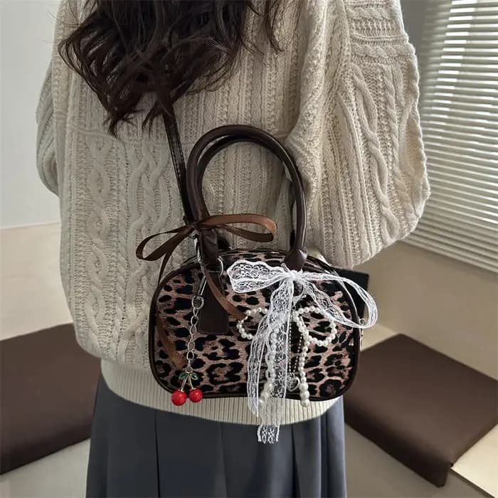 Sacs à bandoulière en PU léopard vintage pour femmes