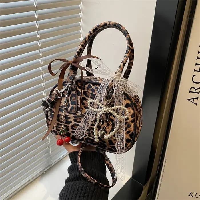 Sacs à bandoulière en PU léopard vintage pour femmes, sacs à main tendance portables pour femmes, sa