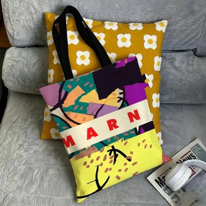 Sacs de rangement de marque M-MARNI, sac fourre-tout pliable en toile, sac de shopping réutilisable