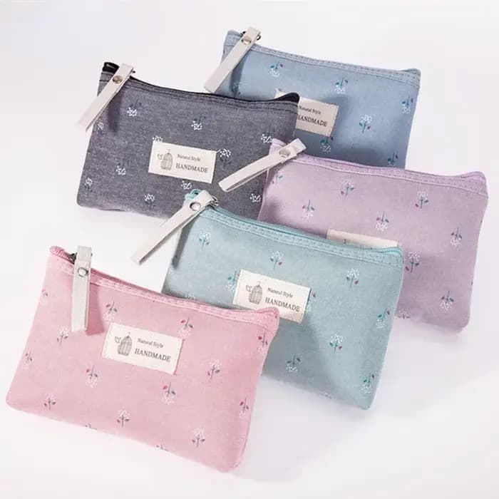 Sac à cosmétiques en toile souple imprimé à pois pour femmes