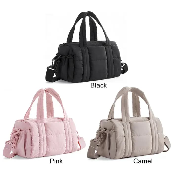 Sac de voyage matelassé en nylon pour femmes avec bandoulière réglable