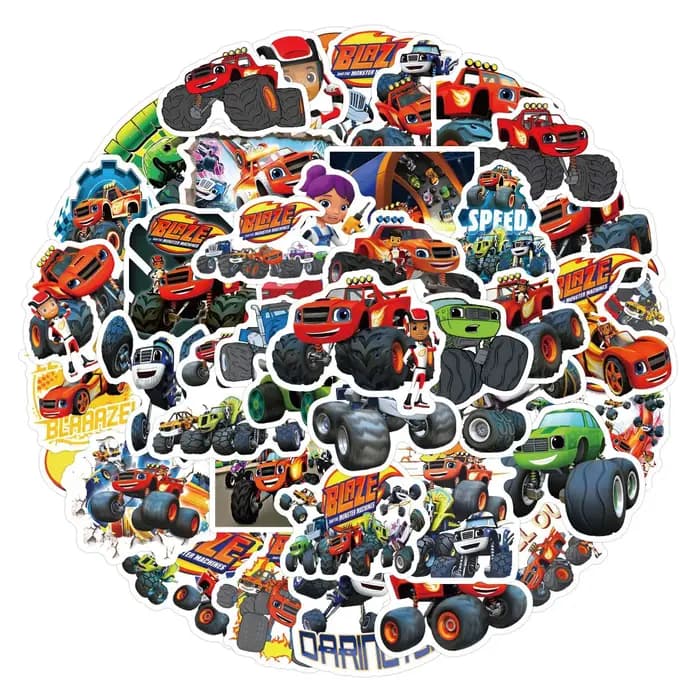 10/55 PIÈCES Blaze Monster Machines Autocollants Bagages Créatif Étanche Graffiti Puzzle Scooter Ordinateur Tablette Dessin Animé Autocollant Jouet